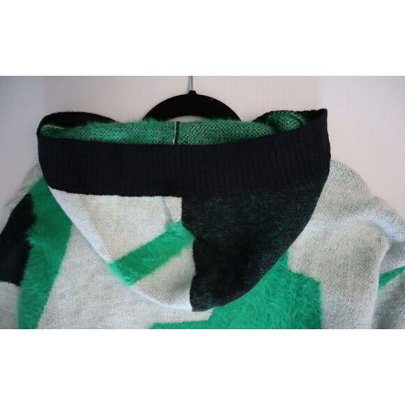 Akira T23014 Size S/M Black/Multi Full Zip Cardigan Style Hooded Sweater - Picture 7 of 9